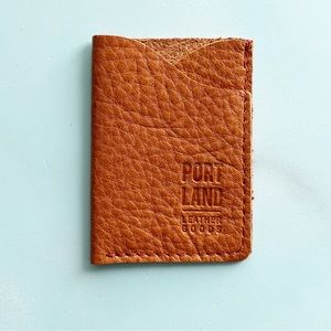 Portland Leather Goods Minimalist Card Holder floppy pebbled light brown leather